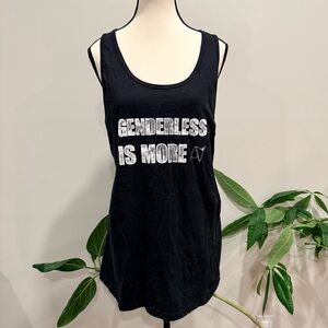 Genderless “GENDERLESS IS MORE” Black Tank Top by Androgynus | XL